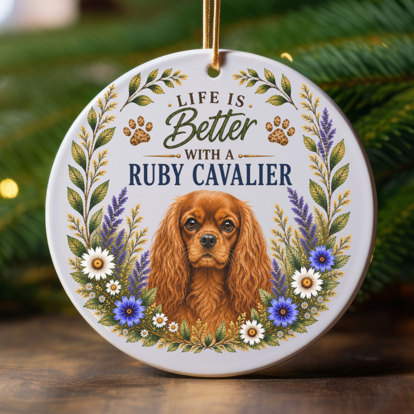 Ruby Cavalier Ornament, Cavalier King Charles Spaniel Gift, Dog Mom Keepsake, Ruby Cavalier Gift