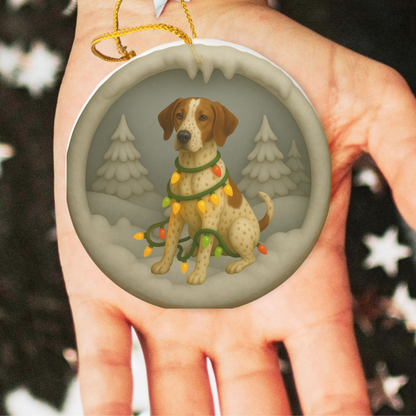 Personalized English Pointer Christmas Ornament, 3D Clay-Style Dog Keepsake with Lights