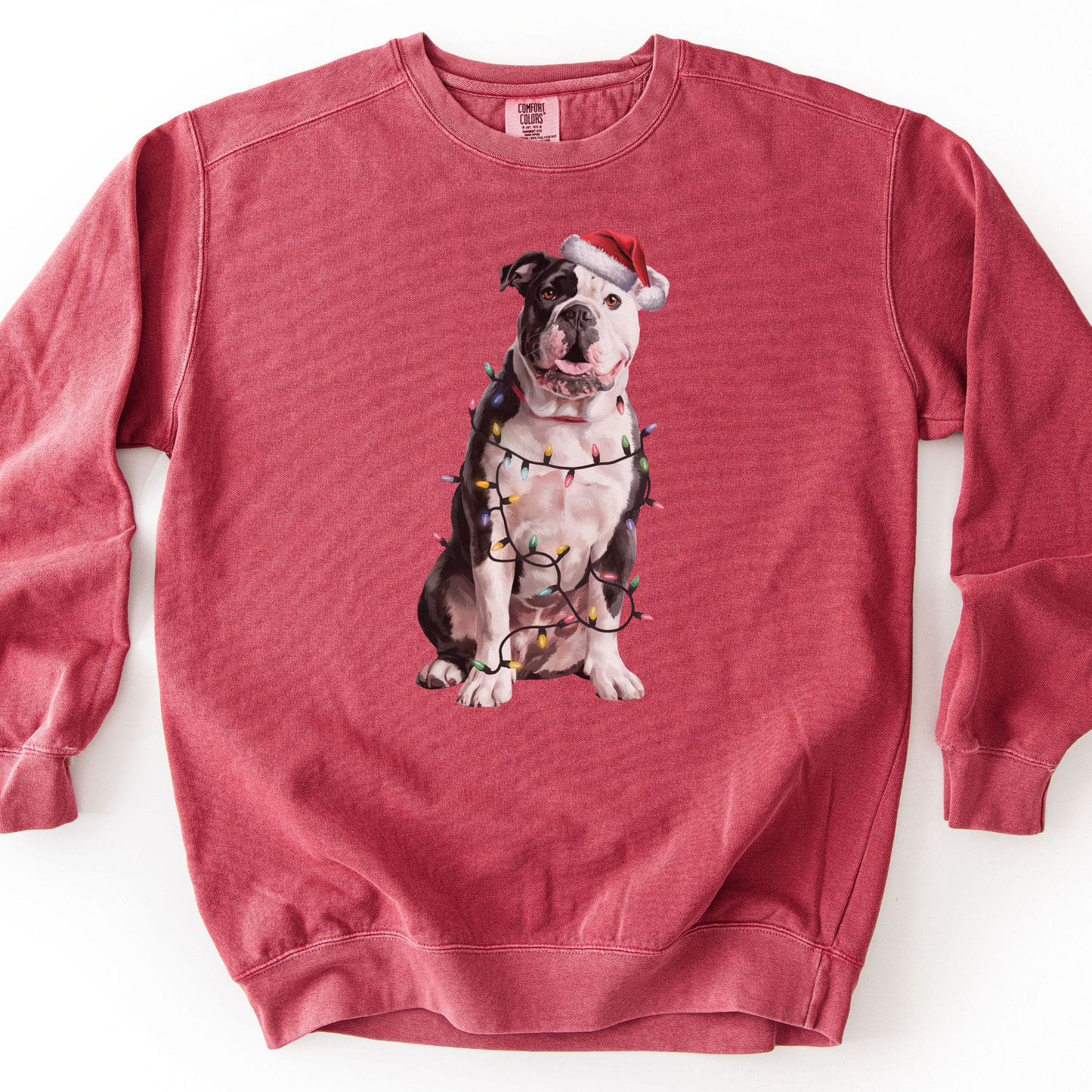 American Bulldog Christmas Lights Sweatshirt, Festive Dog Lover Gift