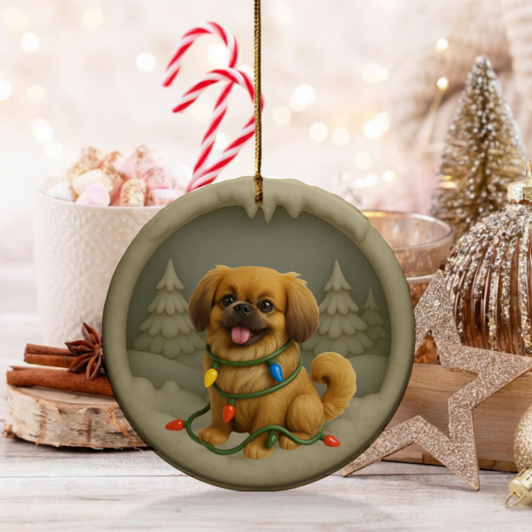 Personalized Pekingese Christmas 3D Clay-Style Dog Keepsake