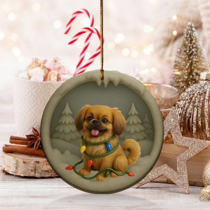 Personalized Pekingese Christmas 3D Clay-Style Dog Keepsake