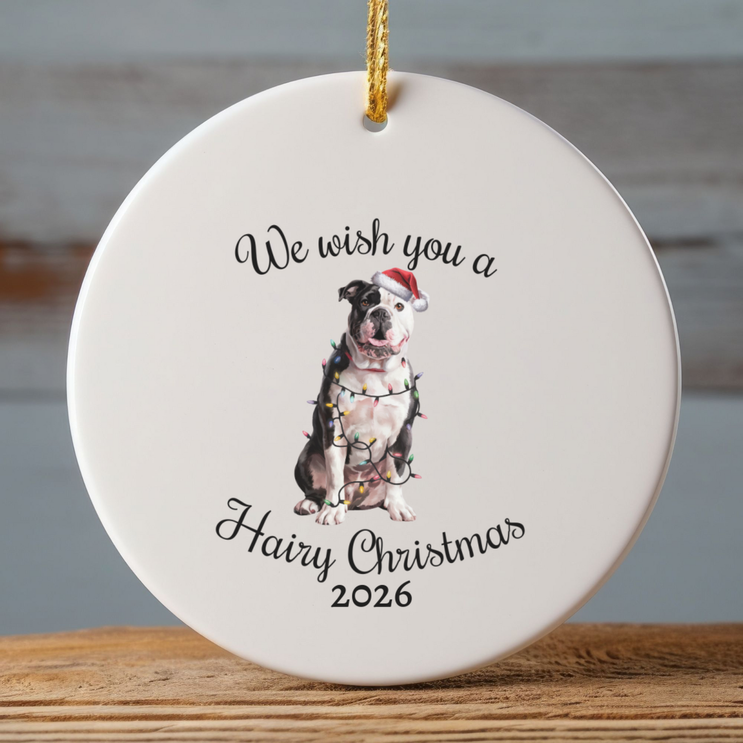 Christmas American Bulldog Ornament, Christmas Lights Dog Keepsake, Christmas Dog, American Bulldog Mom, Gift For Dog Lover