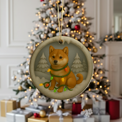 Personalized Red Shiba Inu Christmas 3D Clay-Style Dog Keepsake