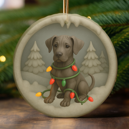 Personalized Great Dane Christmas Ornament • 3D Clay-Style Dog Keepsake with Lights