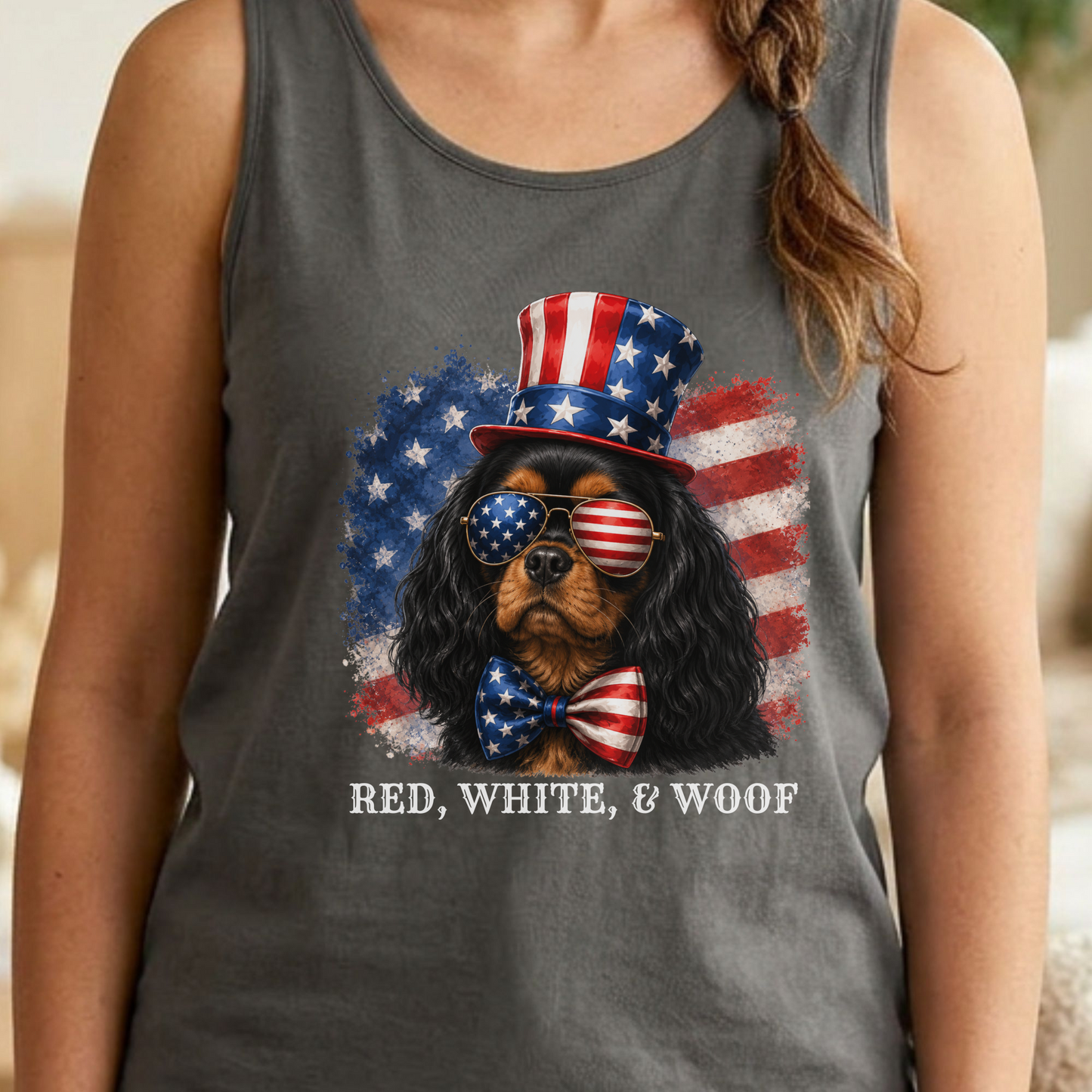 Patriotic Black and Tan Cavalier Tank Top