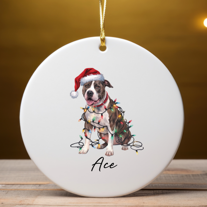 Personalized Pitbull Dog Ornament, Custom Ceramic Pet Keepsake
