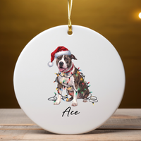 Load image into Gallery viewer, Personalized Pitbull Dog Ornament, Custom Ceramic Pet Keepsake
