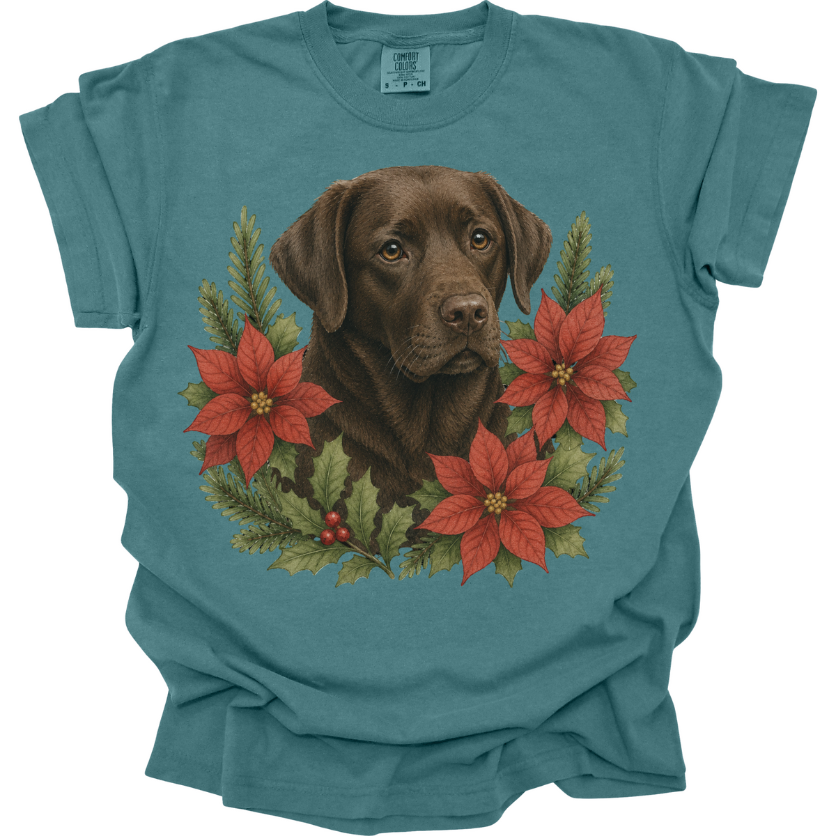 Chocolate Lab Poinsettia Christmas Shirt