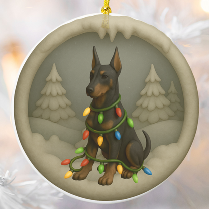 Personalized Doberman Christmas 3D Clay-Style Ornament
