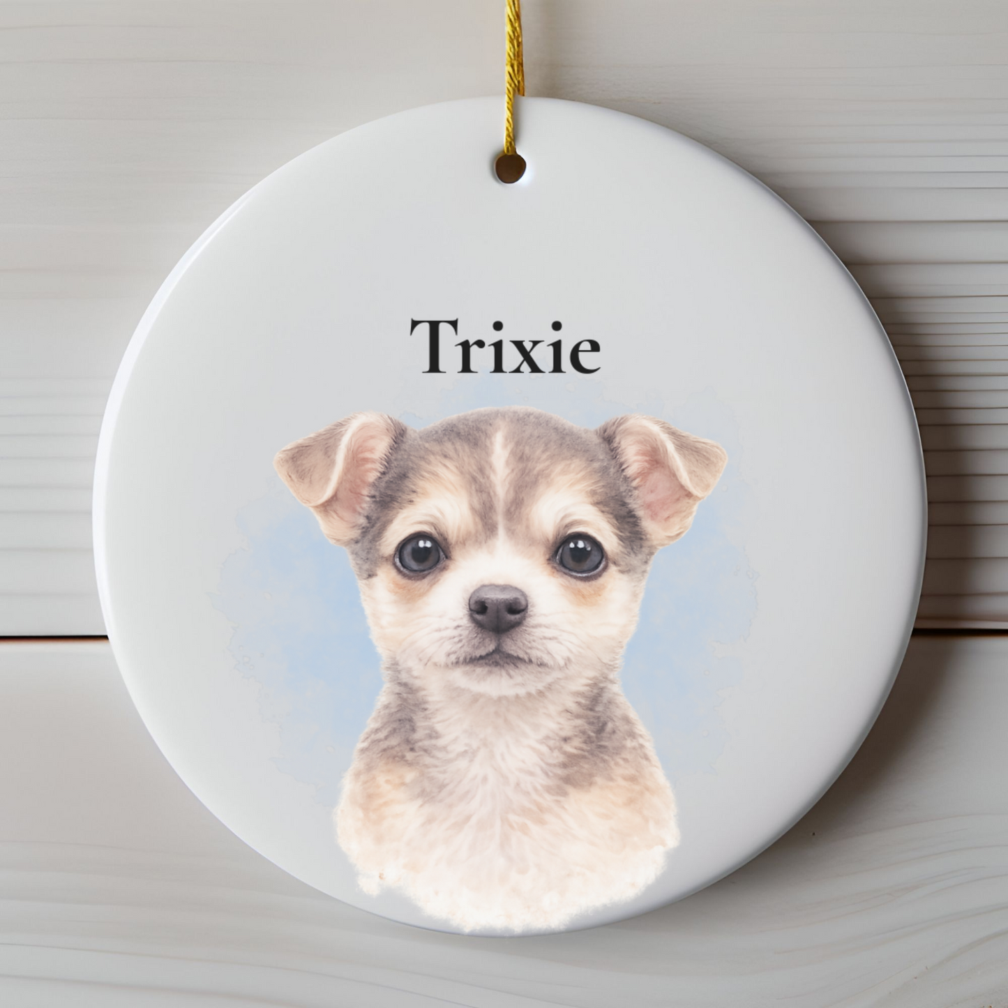 Personalized Watercolor Pet Ornament Custom Dog Cat Photo Christmas Gift