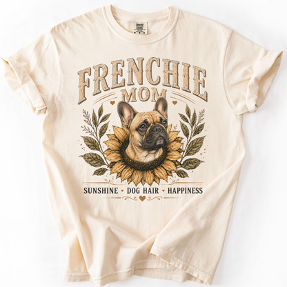 French Bulldog Mom Shirt, Frenchie Sunflower Tee, Vintage French Bulldog Lover Gift