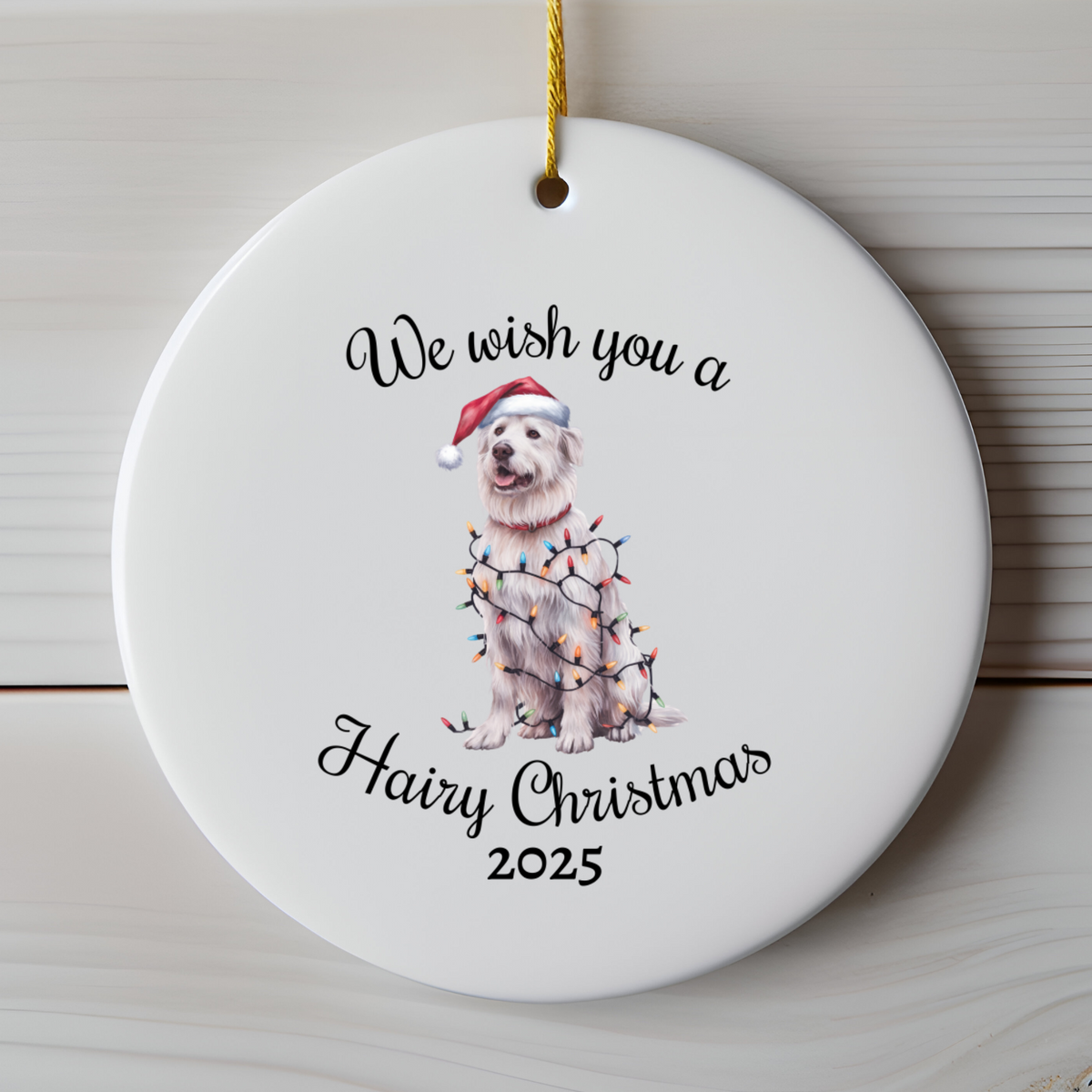 Christmas Kuvasz Ornament, Christmas Lights Dog Keepsake