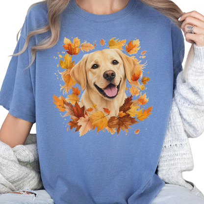 Yellow Lab Fall Shirt, Autumn Dog Mom Comfort Colors Tee