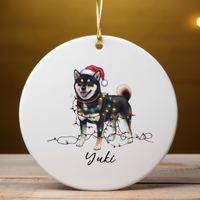 Load image into Gallery viewer, Personalized Black Shiba Inu Ornament, Custom Dog Lover Gift
