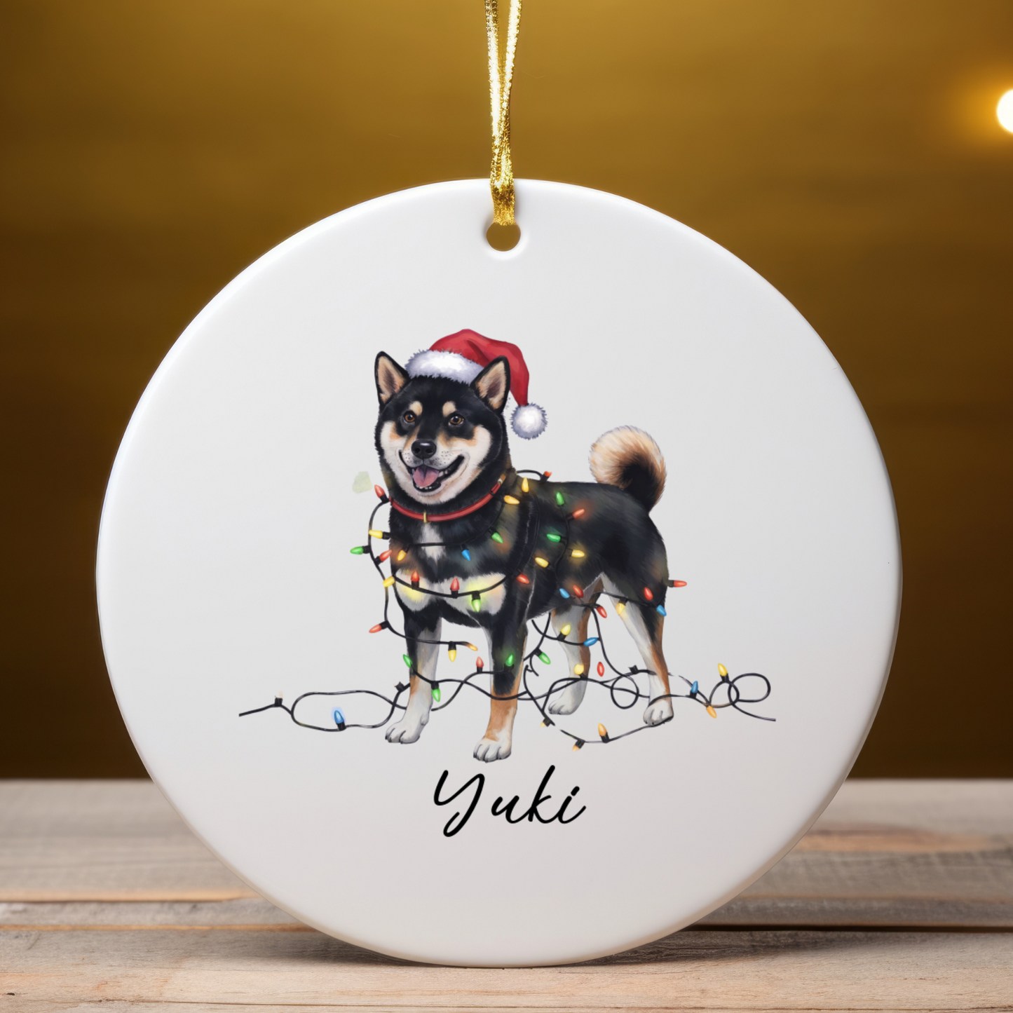 Personalized Black Shiba Inu Ornament, Custom Dog Lover Gift
