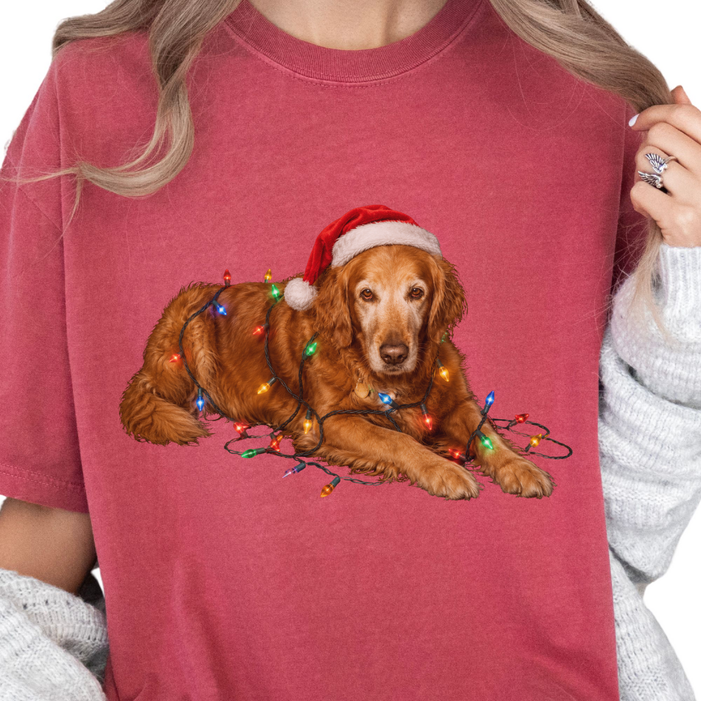 Personalized Dog Photo Christmas Shirt Custom Pet Holiday Comfort Colors Tee