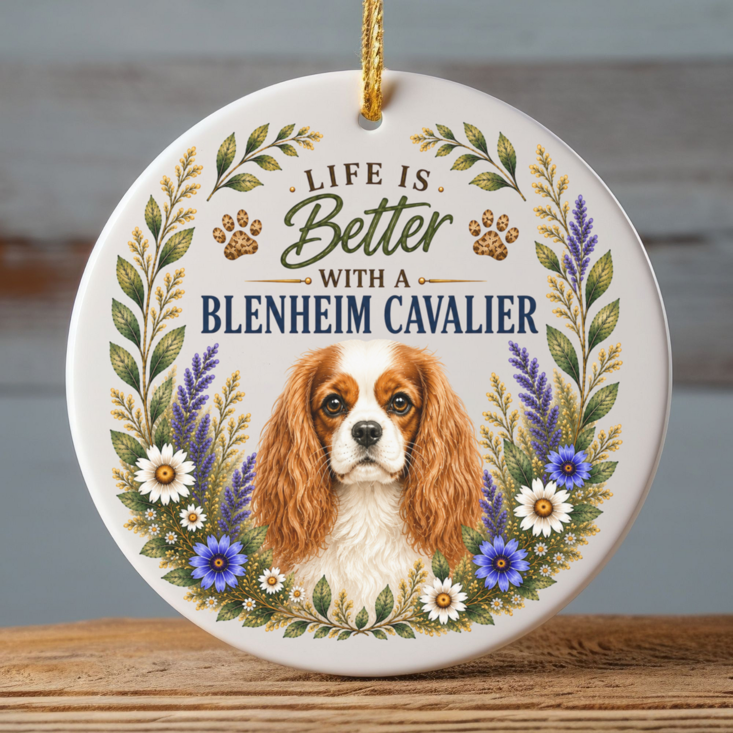 Blenheim Cavalier Ornament, Cavalier King Charles Spaniel Gift, Dog Mom Keepsake, Dog Lover Gift