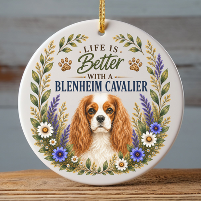 Blenheim Cavalier Ornament, Cavalier King Charles Spaniel Gift, Dog Mom Keepsake, Dog Lover Gift