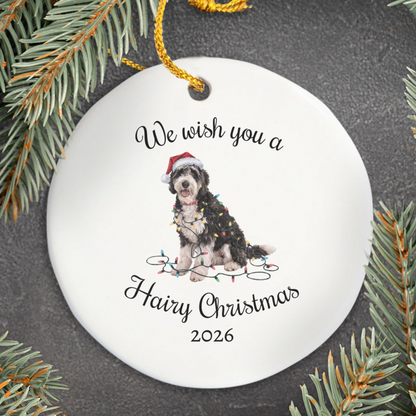 Christmas Labradoodle Ornament, Christmas Lights Dog Keepsake