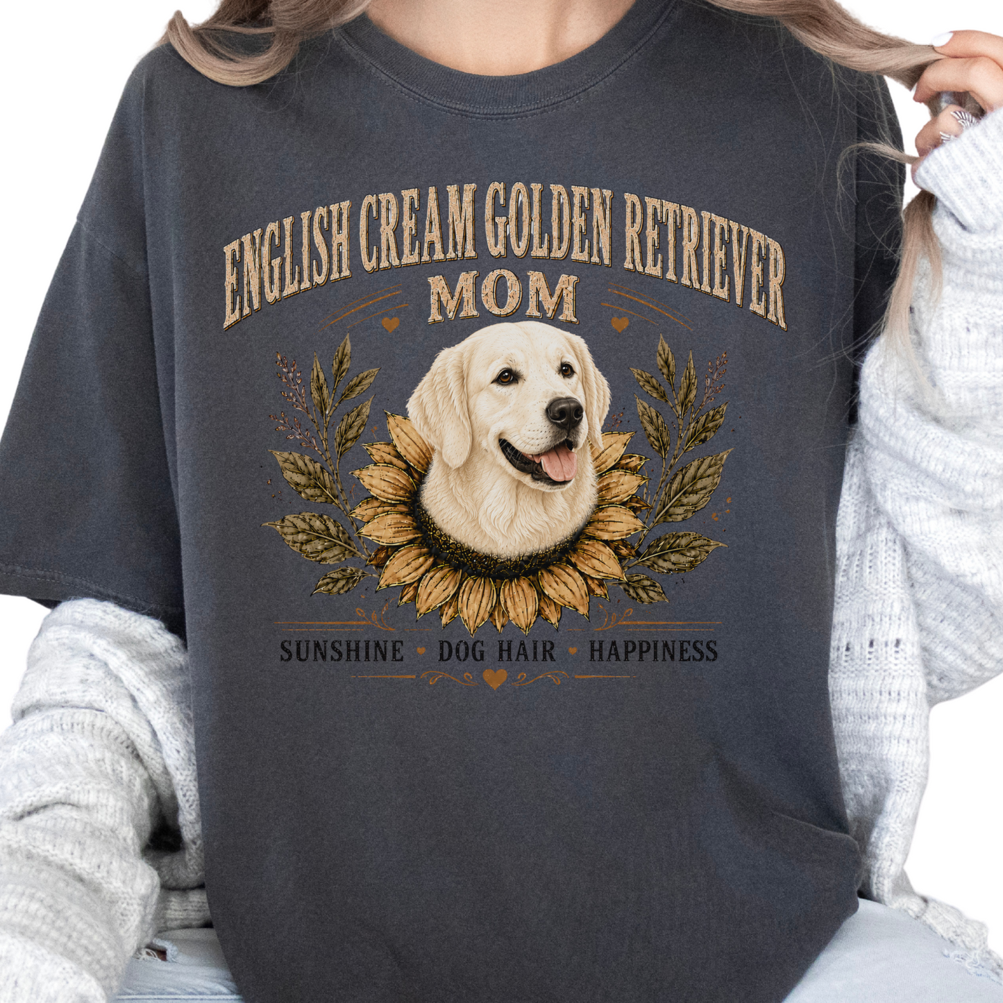 English Cream Golden Retriever Mom Shirt, Sunflower Dog Mom Tee, Retriever Lover Gift