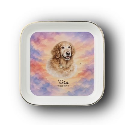 Personalized Pet Memorial Jewelry Dish, Custom Pet Photo Rainbow Bridge Remembrance Gift