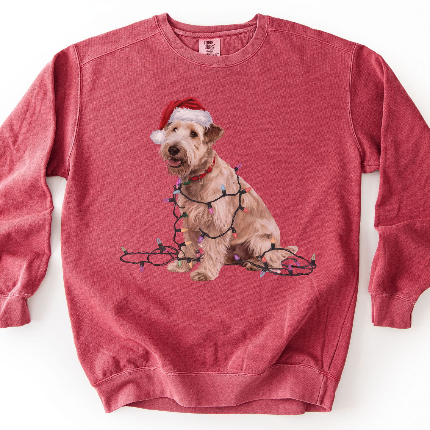 Soft Coated Wheaten Terrier Christmas Lights Sweatshirt, Festive Dog Mom Apparel