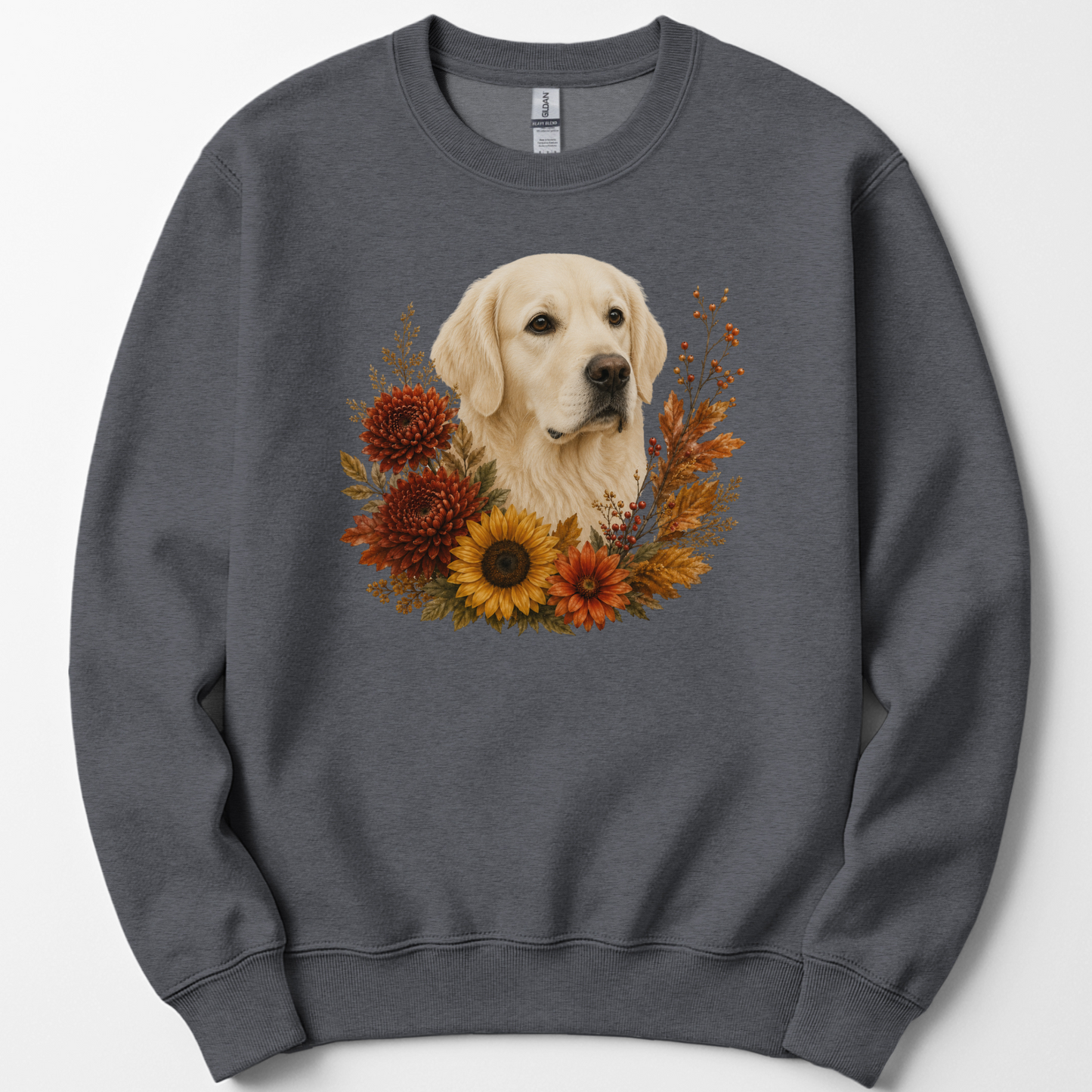 English Cream Golden Retriever Autumn Floral Sweatshirt