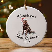 Load image into Gallery viewer, Christmas Chocolate Labrador Ornament, Christmas Lights Dog Keepsake
