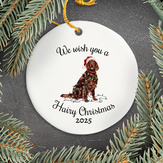 Christmas Irish Setter Ornament, Christmas Lights Dog Keepsake