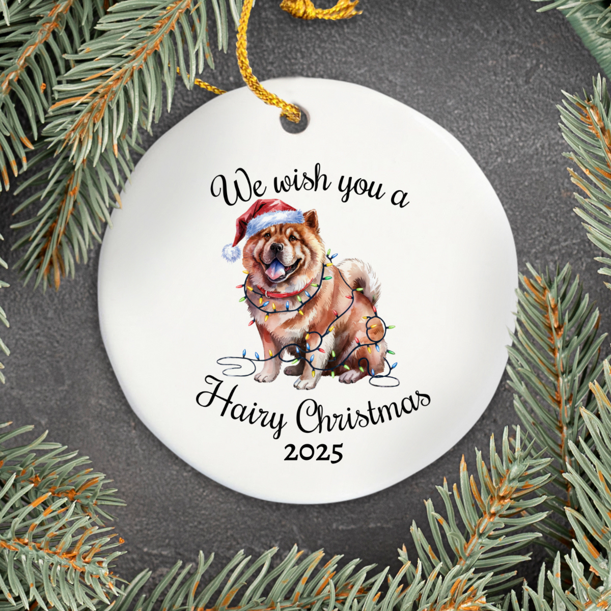 Christmas Chow Chow Ornament, Christmas Lights Dog Keepsake