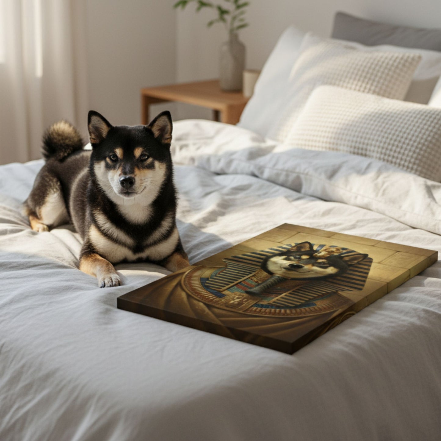 Personalized Dog Pharaoh Portrait, Custom Pet Canvas