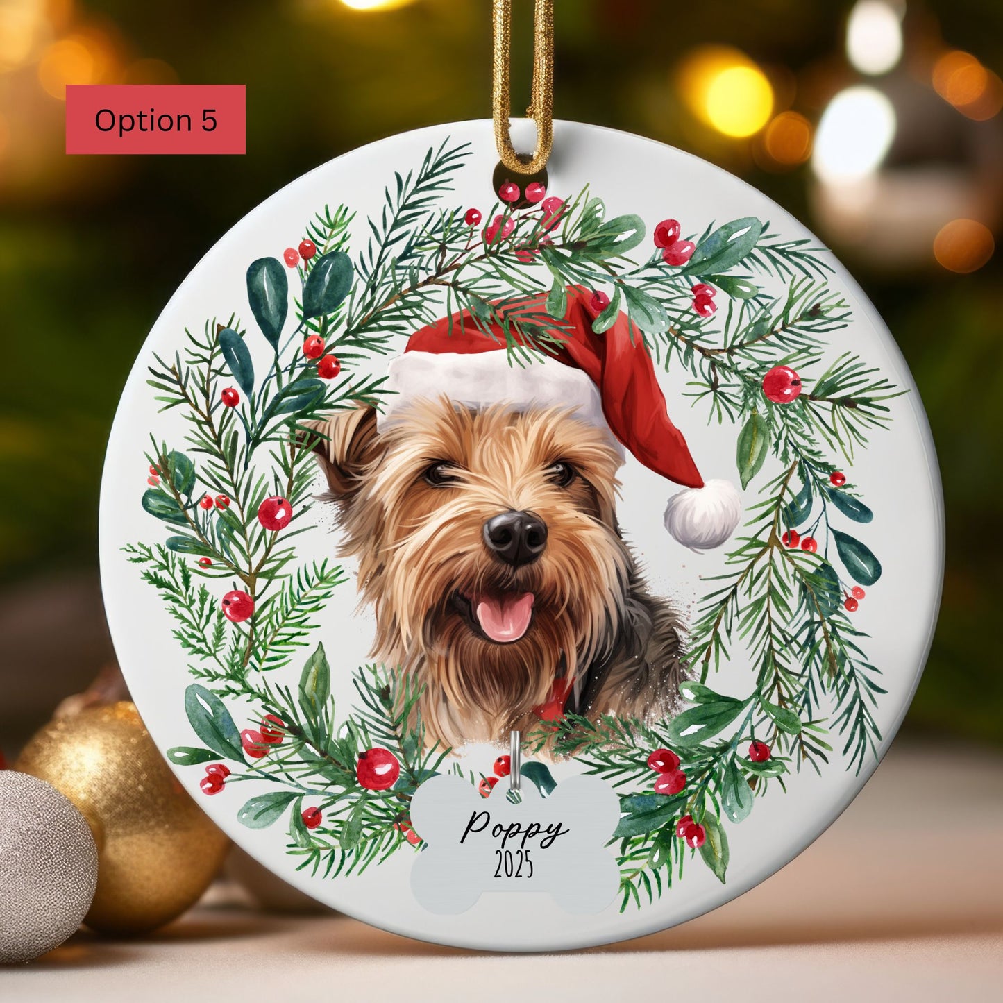 Personalized Yorkshire Terrier Christmas Ornament