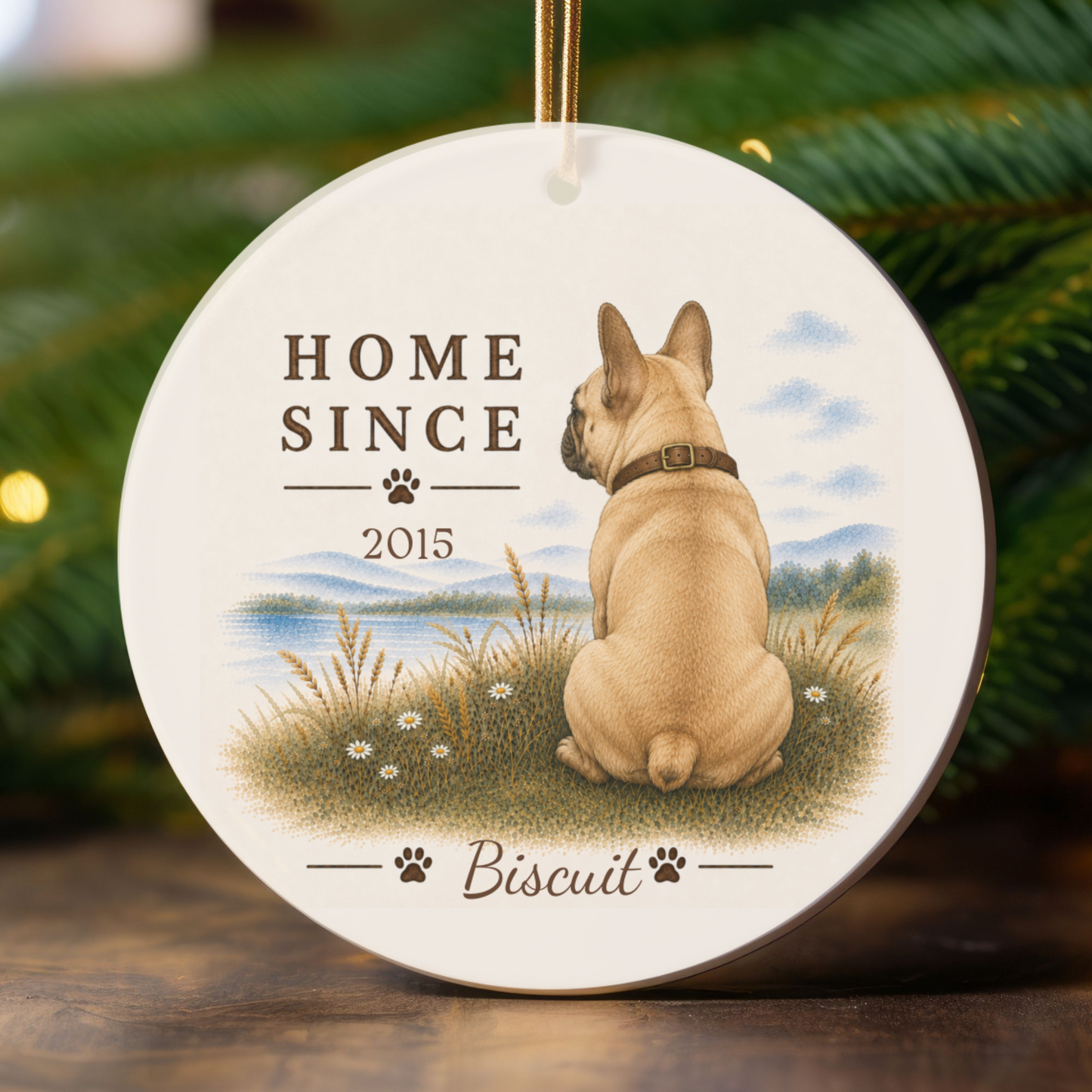 Personalized French Bulldog Ornament, Double Sided Frenchie Gotcha Day Gift, Custom Dog Keepsake