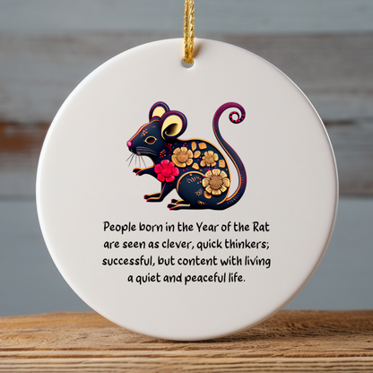 Chinese Zodiac Rat Ornament, Year of the Rat Horoscope Gift for Lunar New Year