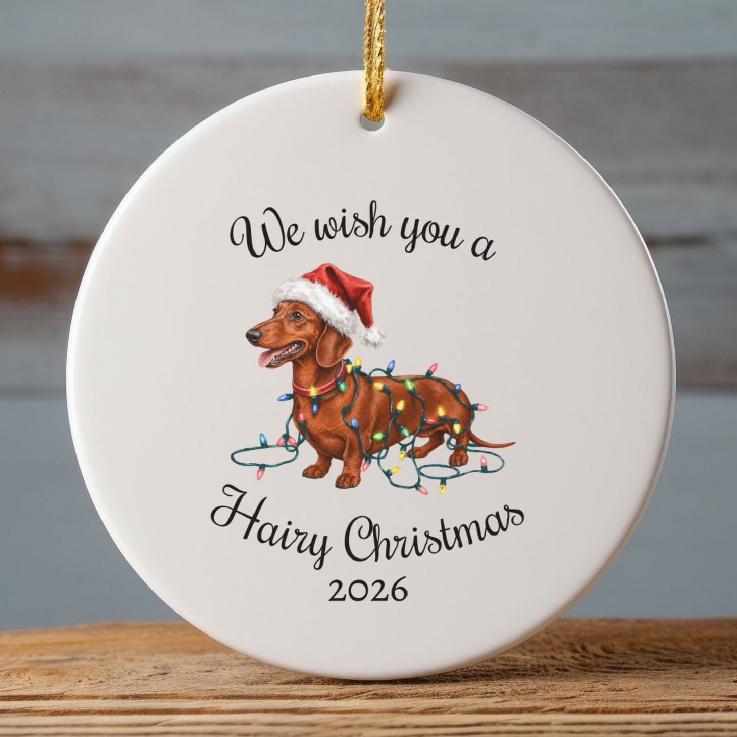 Red Dachshund Christmas Lights Ornament