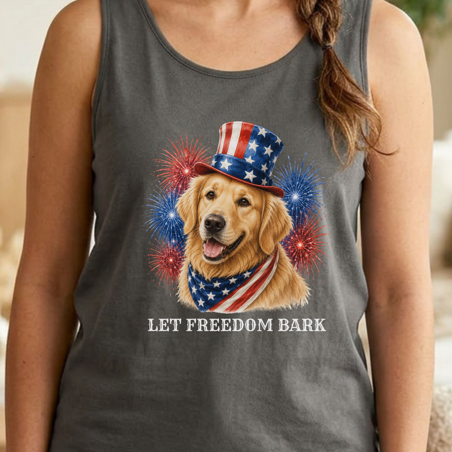Patriotic Golden Retriever Tank Top