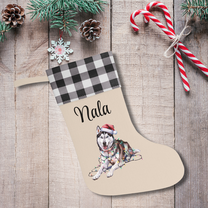 Personalized Siberian Husky Christmas Stocking, Holiday Decor Gift for Pet Lovers