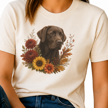 Chocolate Labrador Autumn Floral Shirt