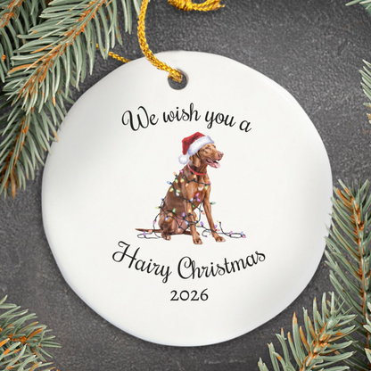 Christmas Vizsla Ornament, Christmas Lights Dog Keepsake