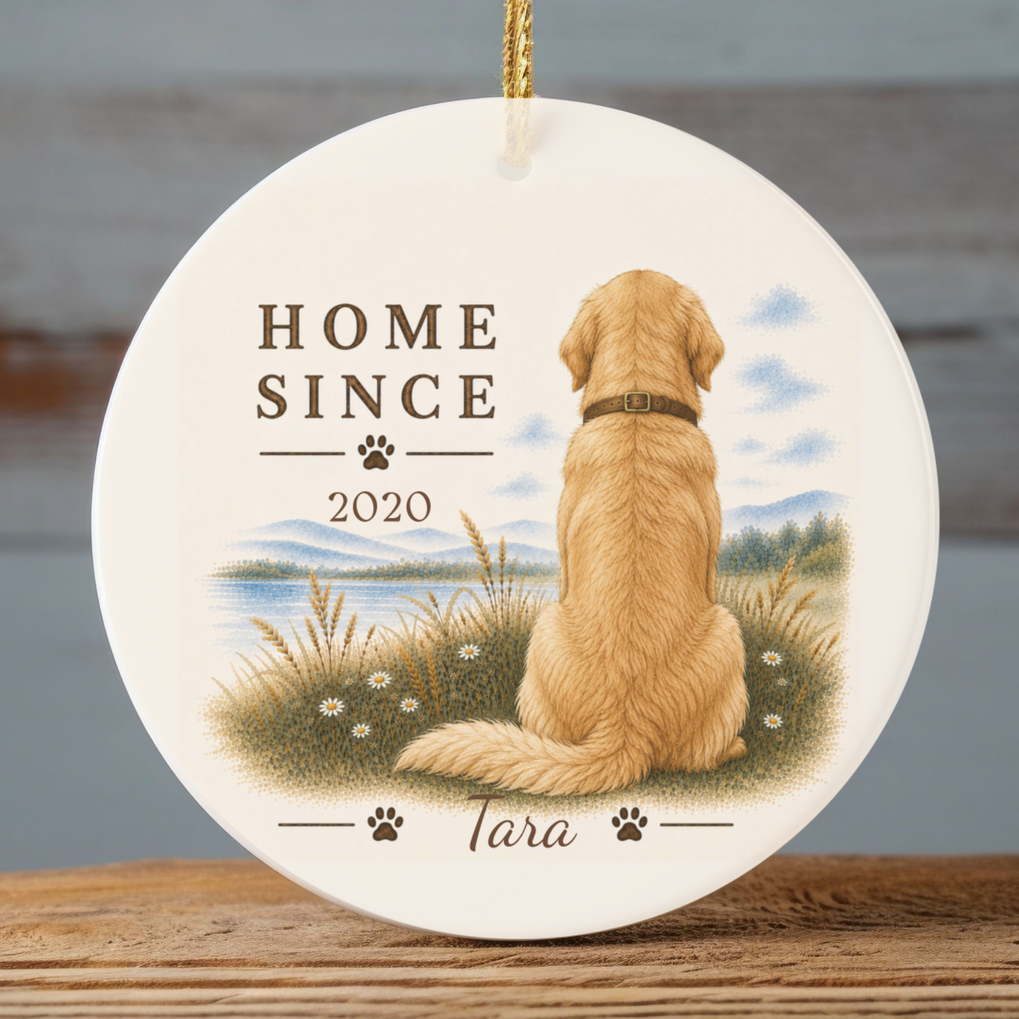 Personalized Golden Retriever Ornament, Double Sided Gotcha Day Gift, Custom Dog Keepsake