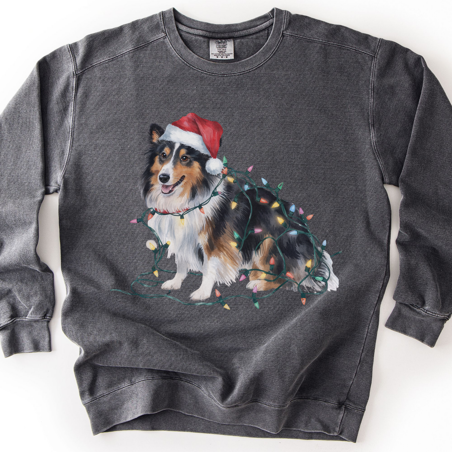 Christmas Shetland Sheepdog Sweatshirt, Lights Dog Sweater, Sheltie Mom Holiday Apparel