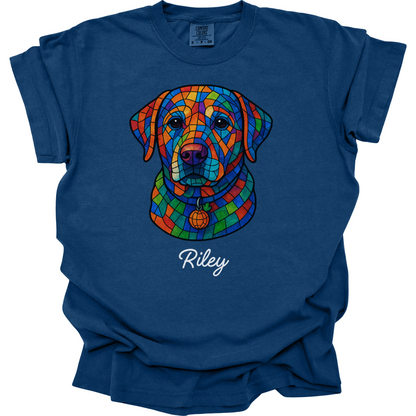 Custom Dog Photo Shirt, Personalized Pet Portrait Tee, Stained Glass Dog Gift