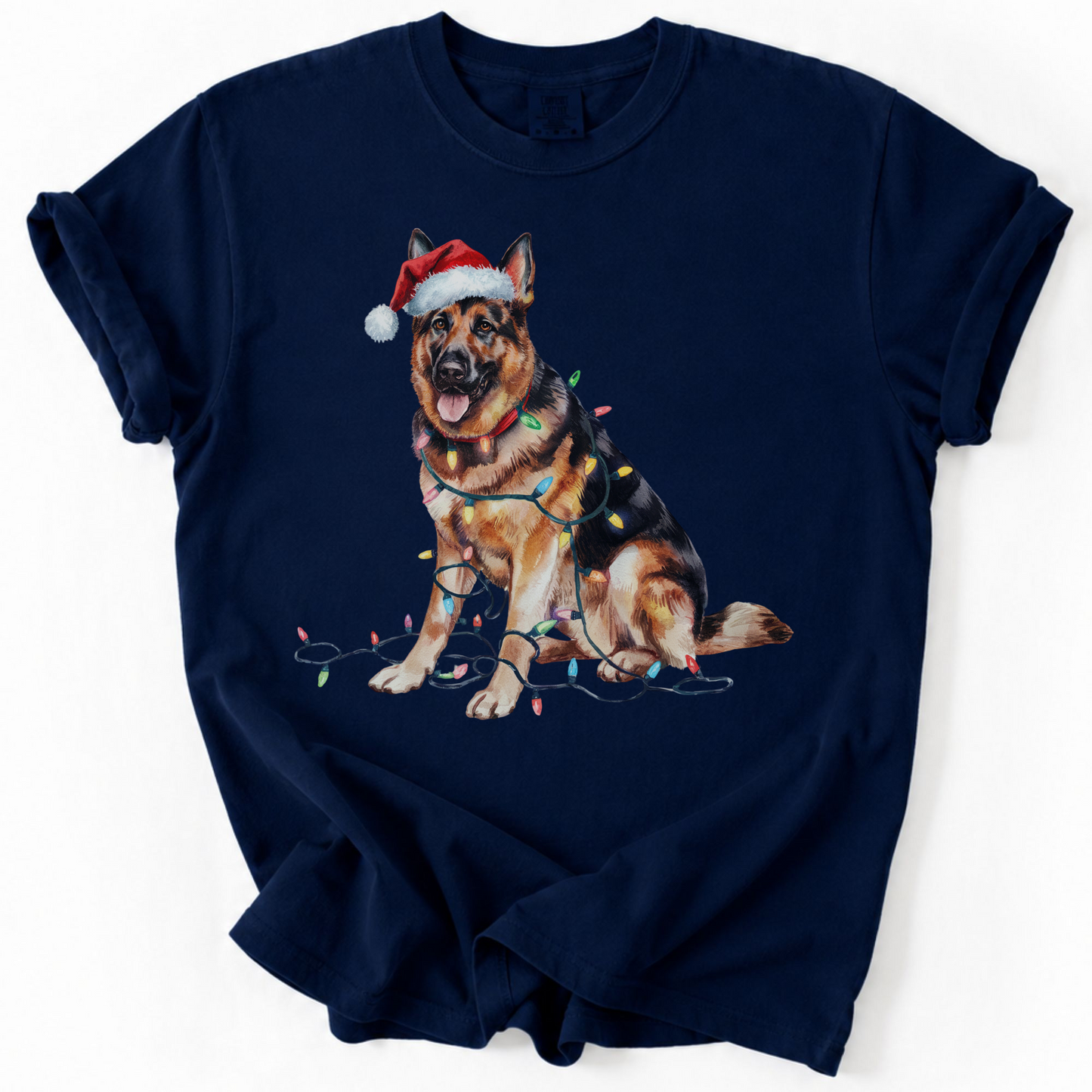 Christmas German Shepherd Shirt, Christmas Lights Dog Tee, Christmas Dog, Shepherd Mom Tee, Gift for Dog Lover, Shepherd Tee