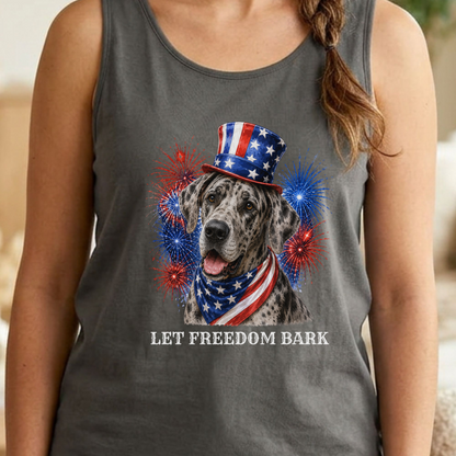 Great Dane Tank Top, Patriotic Let Freedom Bark