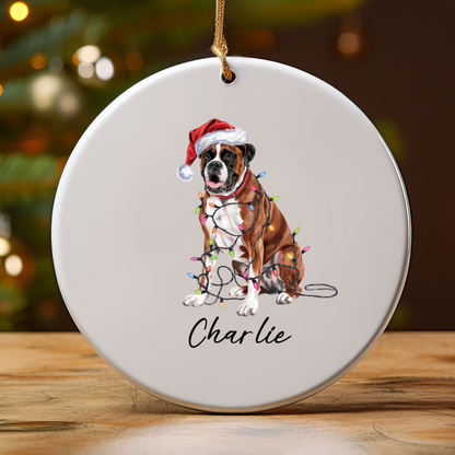 Personalized Boxer Christmas Ornament, Ceramic Dog Lover Gift, Custom Decor