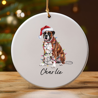 Load image into Gallery viewer, Personalized Boxer Dog Christmas Lights Ornament

