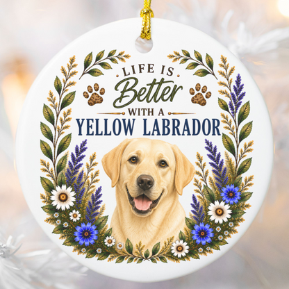Yellow Lab Ornament - Life Is Better