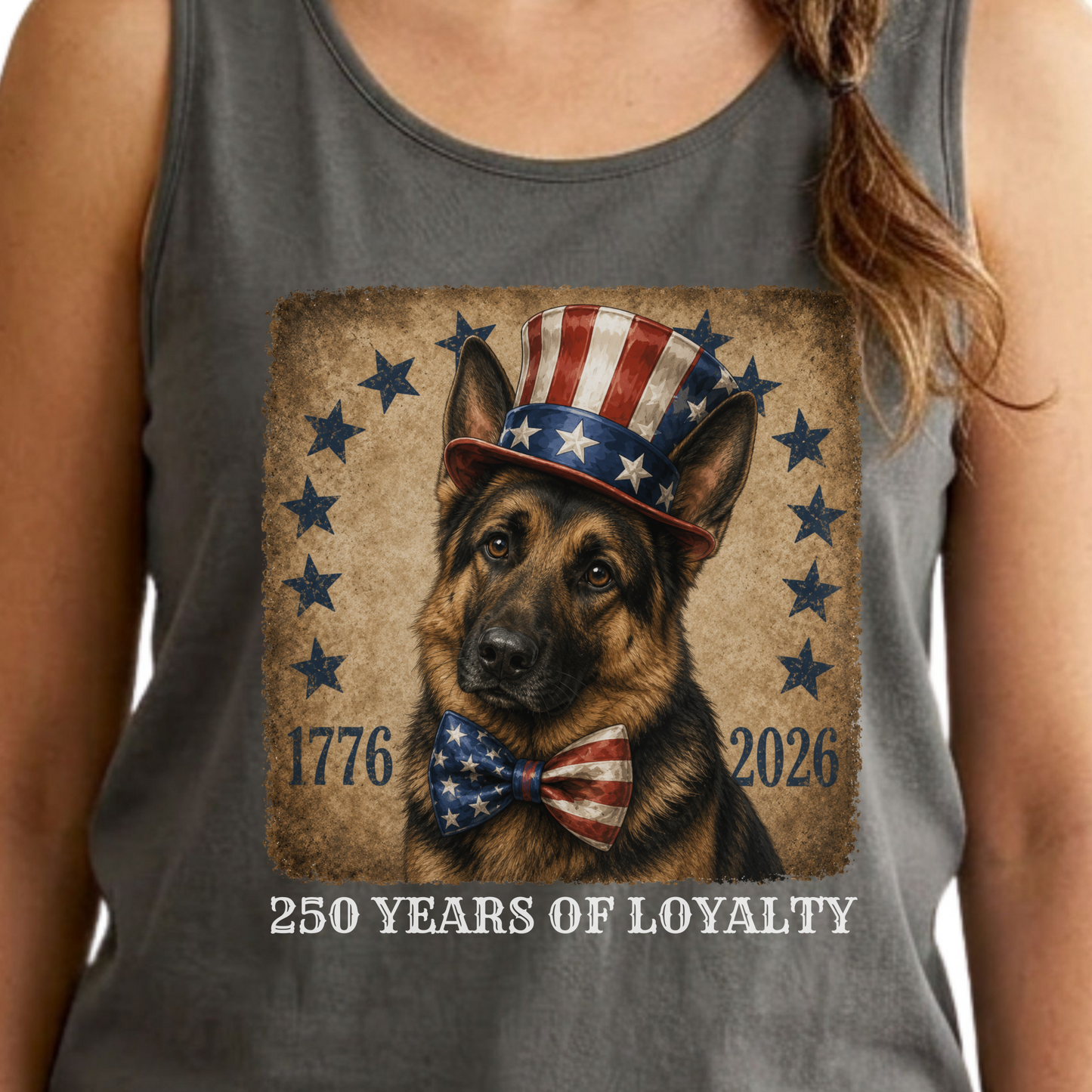 German Shepherd Patriotic Tank Top, 250 Years of Loyalty