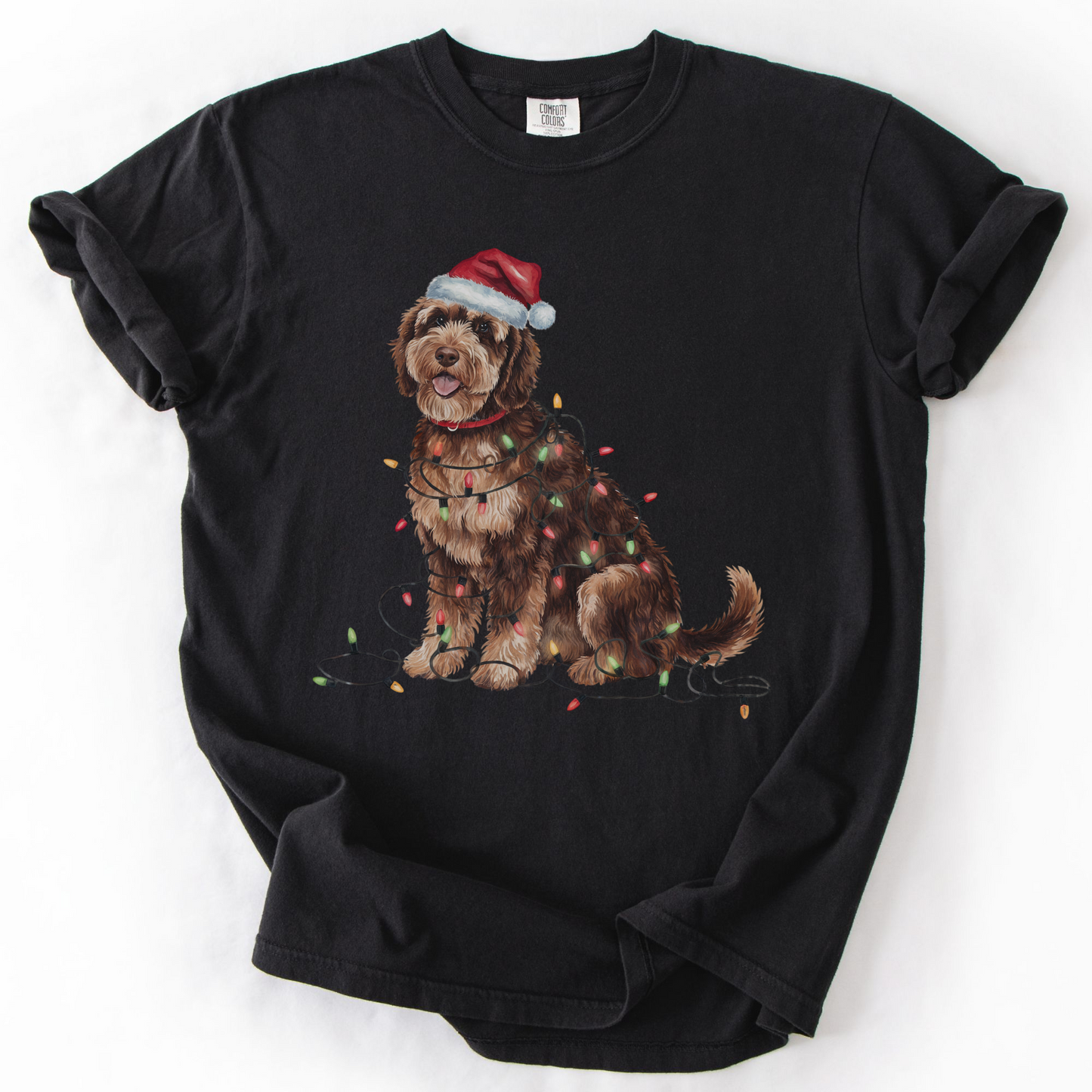 Portuguese Water Dog Christmas Lights Shirt, Festive Holiday Tee for Dog Lovers