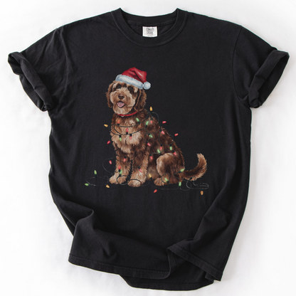 Portuguese Water Dog Christmas Lights Shirt, Festive Holiday Tee for Dog Lovers